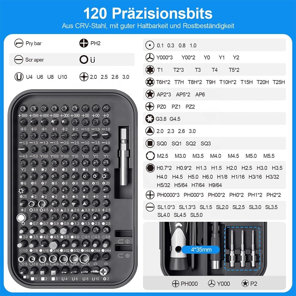 Compact Mini Screwdriver and Bit Set