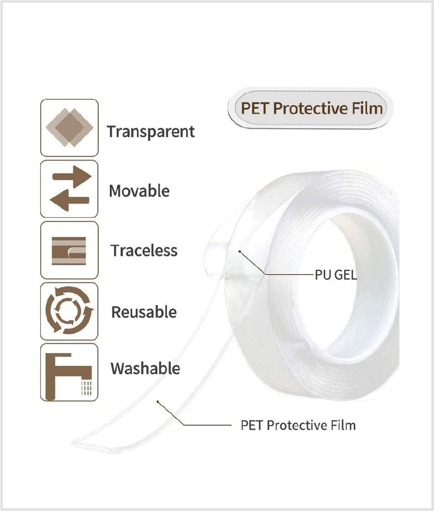 Double sided Nano Gel Silicone Tape ( 2 Piece )