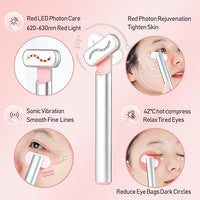 4 in 1 Red Ligh Facial Wand For Eyes, Face & Neck | Glass Skin Wand | Anti Aging Facial Wand